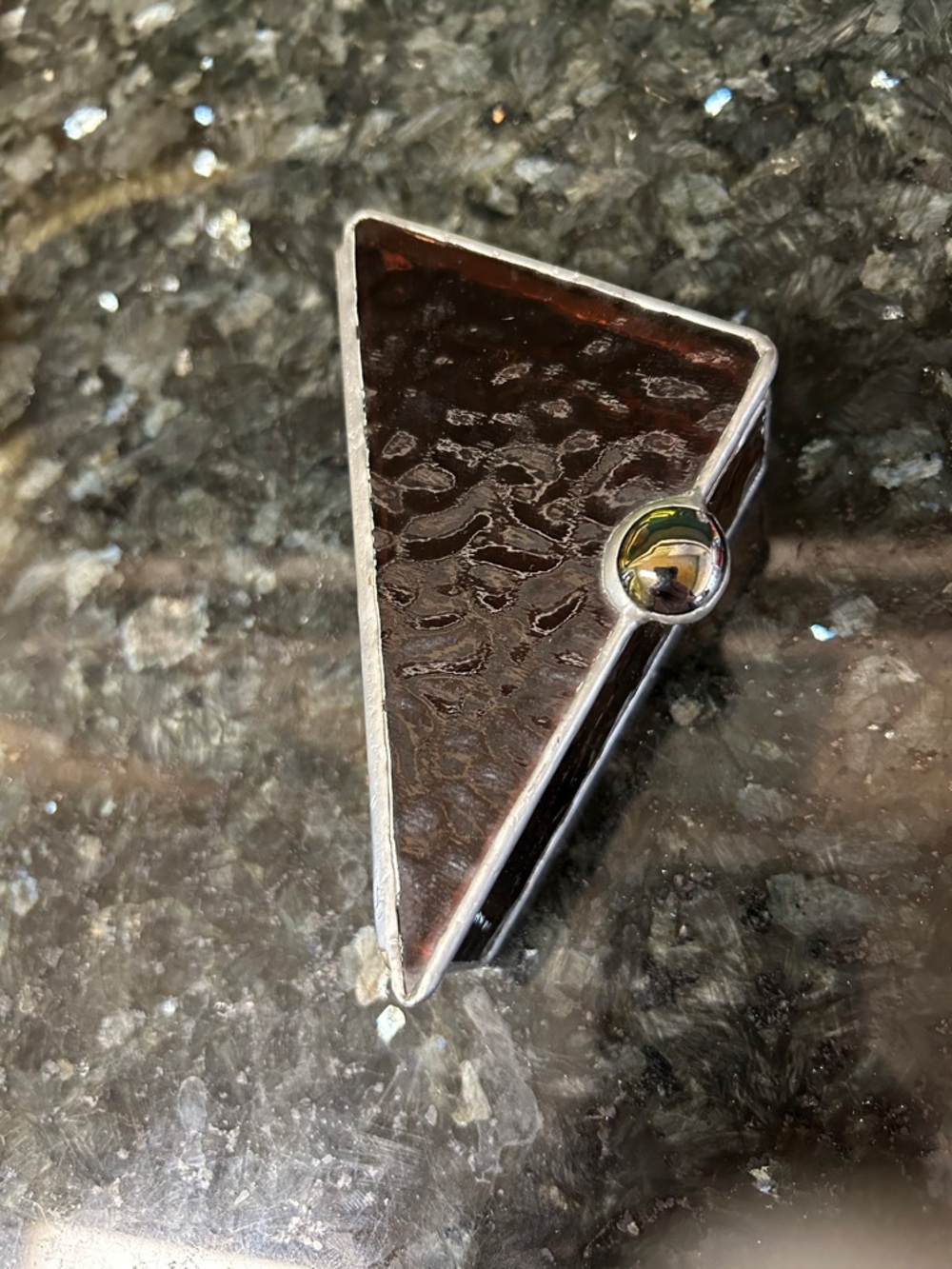 Diane Markin Handmade Lead Glass Hinged Triangle Jewellery Trinket Box Box